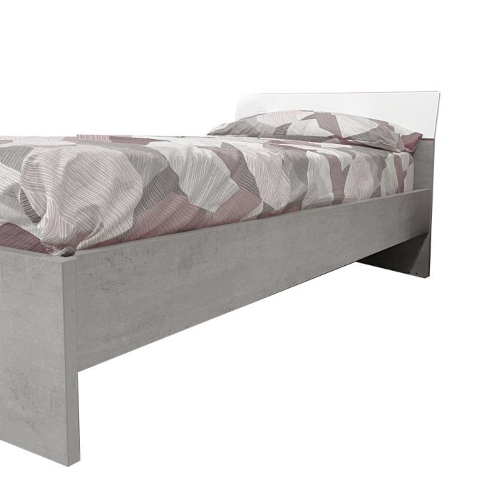 LETTO SINGOLO CON GIROLETTO MOD. MIPIACE CEMENTO E BIANCO LUCIDO