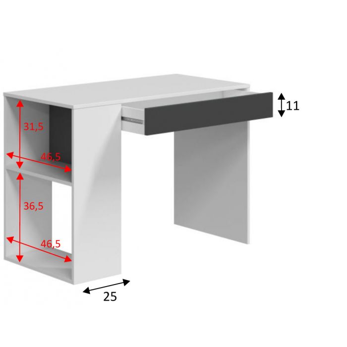 Scrivania penisola destra piano bianco 160x60/80/100xH.72 cm gamba ad L  metallo bianco opaco Presto Compact 008K211/3/AN