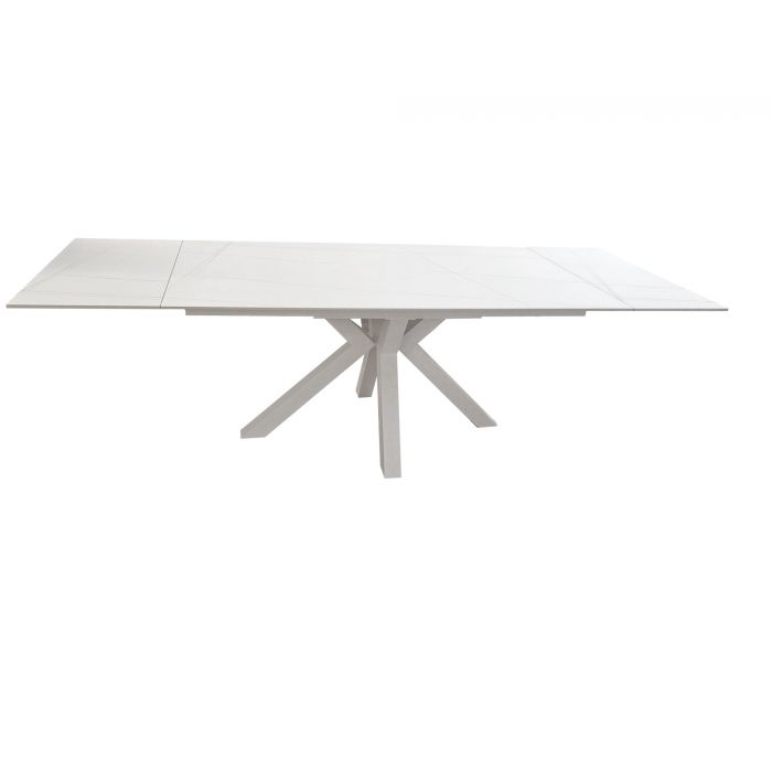 Tavolo Allungabile Sala da Pranzo in Metallo Bianco con Piano in Marmo, Tavolo  da Pranzo di Design per Arredamento Moderno, Tavolo Cucina 160x76x90H cm +  2 Allunghe Laterali di 40 cm (1759) - Marca Design Shop