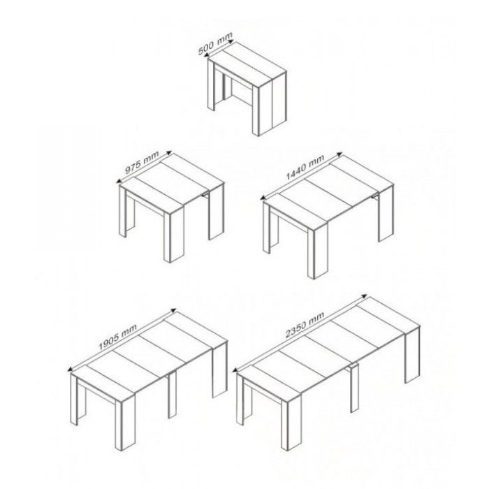 Tavolo consolle bianco cm 90x50h.75 aperto cm 230 nuovo art.1652 consegna  gratuita